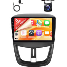8 Cores 6+128G Wireless Carplay Android Car Radio for Peugeot 207 2006-2015 9 Inch Touchscreen Radio with Android Car Mirror Link Bluetooth FM/RDS/EQ/DSP WiFi GPS Navigation Reversing Camera