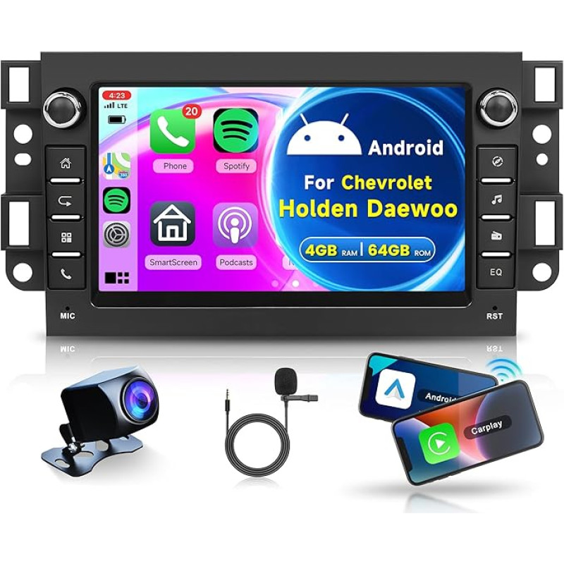 4G + 64G Wireless Carplay Android Car Radio 2 DIN for Chevrolet Aveo Captiva Epica Holden Daewoo Pontiac