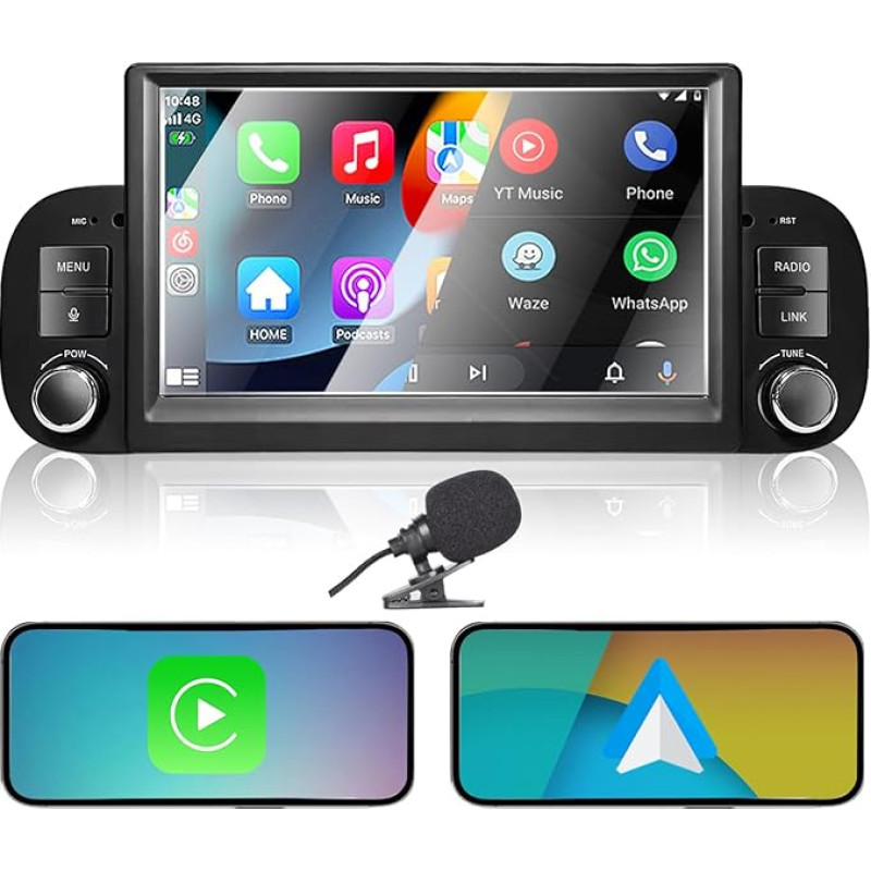 Liulbobu Car Radio for Fiat Panda 2013-2020 Wireless Carplay & Android Car, 7 Inch Fiat Panda Radio with/AM/USB/DSP/Bluetooth/FM/Mirror Link