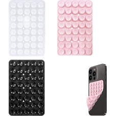 3 pakuotės dvipusis telefono siurbtukas, lipnus padėklas mobiliajam telefonui, siurbimo telefono laikiklis, lipnus padėklas mobiliajam telefonui, siurbimo telefono dėklas dušo veidrodžiui, automobilio asmenukėms, 40 smėlio, juodas, baltas, rožinis