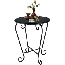 Side Table Outdoor Balcony Table, Metal Garden Table, Coffee Table, Small Balcony Table, Weather-Resistant, Anti-Rust, Outdoor Side Table for Garden, Porch, Balcony, Yard, Black