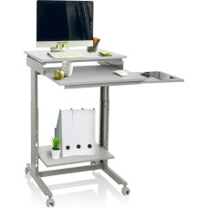 hjh OFFICE 830021 Stalas Darbo vieta Pilka Stovimas stalas Namų biuro aukštis Reguliuojamas su ratukais Klaviatūros stalčius