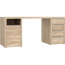 FORTE Calpe rašomasis stalas su 1 durelėmis ir 4 stalčiais, medinis, Sonoma ąžuolas, 160 x 72,2 x 60 cm