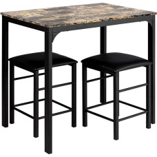 HOMASIS Valgomojo stalo komplektas su valgomojo kėdėmis, baro stalo komplektas su 2 baro kėdėmis, valgomojo komplektas su sėdynių pagalvėlėmis ir pedalais, medinių ir metalinių sėdynių komplektas, virtuvės stalas, baro stalas svetainei, valgomajam