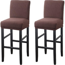 MUPOO Bar Chair Covers, Pack of 2 Stretch Jacquard Removable Washable Chair Protective Cover, Dining Chair Bar Stool Counter Slipcovers Dining Room Chair Protective Cover (2 Pieces, Brown)