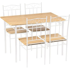 Setsail Dining Room Set with Dining Table and 4 Dining Chairs, Kitchen Table Set for Kitchen, Living Room, Dining Room, Natural Wood & White