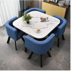 Luxury Marble Coffee Table Set with 4 Chairs for Living Room, Office or Beauty Salon, Modern Furniture for Balcony or Cinema