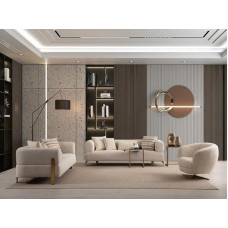 Generisch Sitzgruppe/Sofa Set - Wohnzimmergarnitur 'Bouvardia' 3+3+1, Farbe:Beige