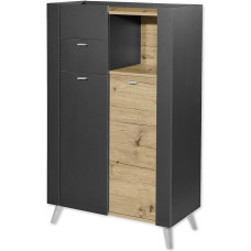 Line Bathroom Chest of Drawers in Anthracite, Artisan Oak Look, Bathroom Cabinet with Lots of Storage Space, 77.5 x 126 x 39.5 cm (W x H x D)