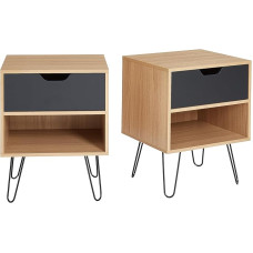 BAÏTA Duo 2 Bedside Tables 40 cm Wood Black