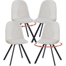 FurnitureR 4 medžiaginių besisukančių valgomojo kėdžių rinkinys, 360° pasukimas, laisvalaikio virtuvės kėdės valgomajam, svetainei, virtuvei, smėlio spalvos