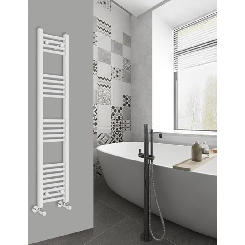 WarmeHaus White Straight Bathroom Towel Rail 1400mm x 300mm