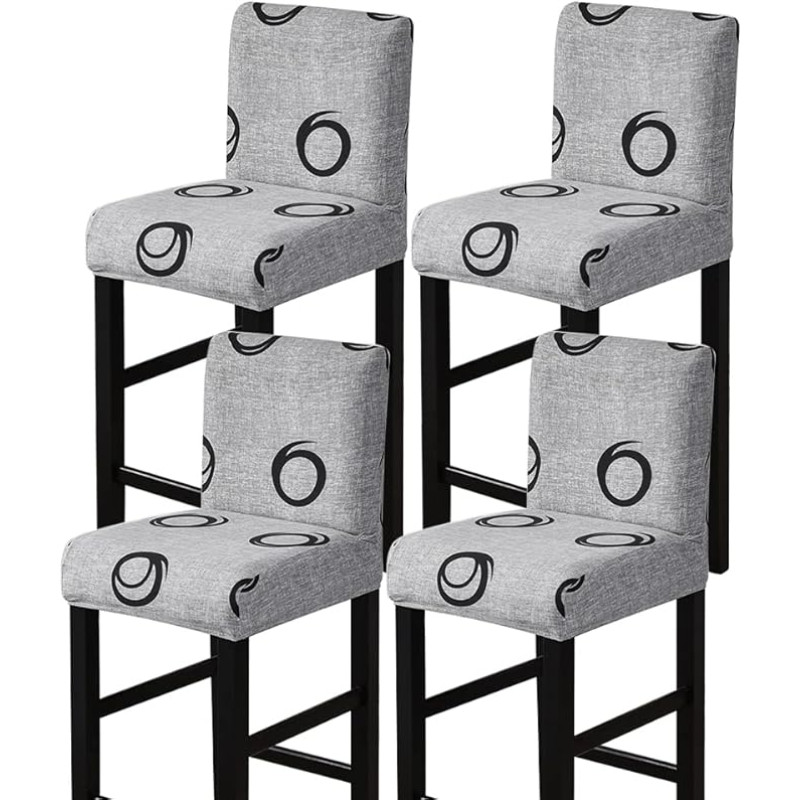 Meigeh Bar Stool Slipcovers, Pack of 4, Pub Counter Stool, Chair Slipcovers, Short Back Bar Stool Slipcovers for Kitchen, Dining Room, Stretch