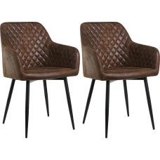 JYMTOM Dining Chairs, Set of 2 Armchairs, Lounge Chairs, Faux Leather, 120 kg Load Capacity, Metal Legs, for Dining Room, Kitchen, Living Room, Bedroom (2, Brown)