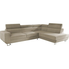 Mirjan24 Corner Sofa with Sleep Function and Fonti Bed Box, Corner Couch for Living Room, Adjustable Headrests, Type L Sofa, Bed Function, Living Landscape (Manila 02, Side: Right)