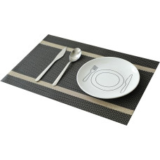 AMDXD 2er Set Tischsets Weihnachten Modern Quadratisch, PVC Platzset Abwaschbar mit Welle Streifen Muster Hitzebeständige, Tischuntersetzer Esstisch Dunkel Grau für Tisch, Bar und Küche, 45x30CM