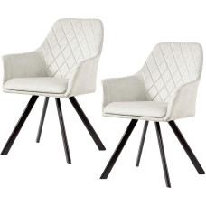 SVITA Mason 2 valgomojo kėdžių rinkinys su porankiais Minkšta kėdė Virtuvės kėdė Svetainės kėdė Metalinės kojos Smėlio spalvos