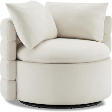 KISLOT Swivel Accent Chair Living Room Barrel Chair with Storage Space Modern Style for Bedroom Small Room Wood Foam Linen 1 PC