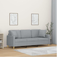 3-Sitzer-Sofa mit Zierkissen Hellgrau 180 cm Stoff,Geräumiges 3er Sofa in Hellgrau mit dekorativen Kissen für Komfort und Stil im Wohnbereich Wohnzimmer, Sofos
