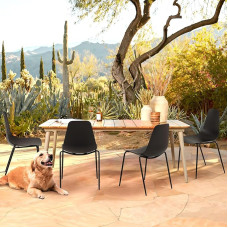 COLAMY Modern Dining Room Chairs Set of 4 Plastic Kitchen Chairs Stackable Patio Chairs with Metal Legs for Indoor Outdoor Restaurant Bistro Cafe Black