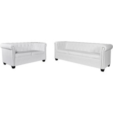 SECOLI Chesterfield sofa 3 sėdimų ir 2 sėdimų vietų sofa 2+3 sėdimų vietų minkšta sofa Sofos ir sofos Svetainės sofa Lounge sofa Balta 2 sėdimos vietos + 3 sėdimos vietos