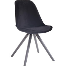 CLP Toulouse Retro Chair Velvet Round with High Quality Seat Padding I Kėdė su tvirtu mediniu rėmu I Sėdynės aukštis 48 cm Spalva: juoda Rėmo spalva: Pilka spalva