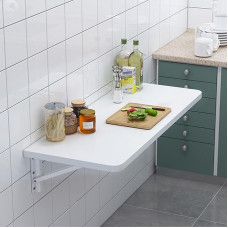 Wandmontierter Klapptisch für Küche, zusammenklappbar, Frühstücksbar, Esstisch, faltbare Werkbank, Computertisch für Zuhause, Büro, platzsparend, Wandtisch für Schlafzimmer, Waschküche, große Größe L