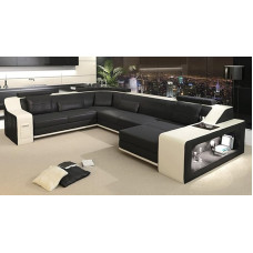 Odinė sofa sofa U formos juoda balta Berlynas