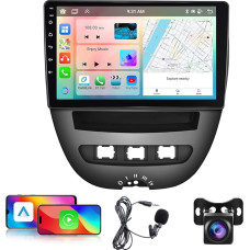 Podofo 10,1 Zoll Autoradio für Peugeot 107/Citroen C1/Toyota Aygo, kabelloses Carplay, Android Auto, 8 Core 4G+64G, DSP/Bluetooth/WiFi/Mirror Link/GPS+Rückfahrkamera