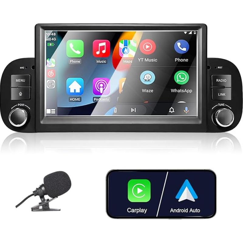 Liubobu Car Radio for Fiat Panda 2013-2020 Compatible Wireless Apple Carplay & Android Car, 7 Inch Fiat Panda Radio with Touch Screen/Bluetooth/FM/AM/USB/DPS/RDS/Mirror Link
