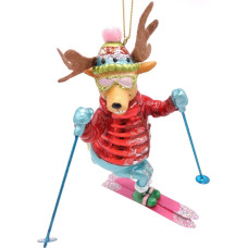 Gift Company Reindeer on Skis Christmas Tree Decoration, Glass, 14 cm