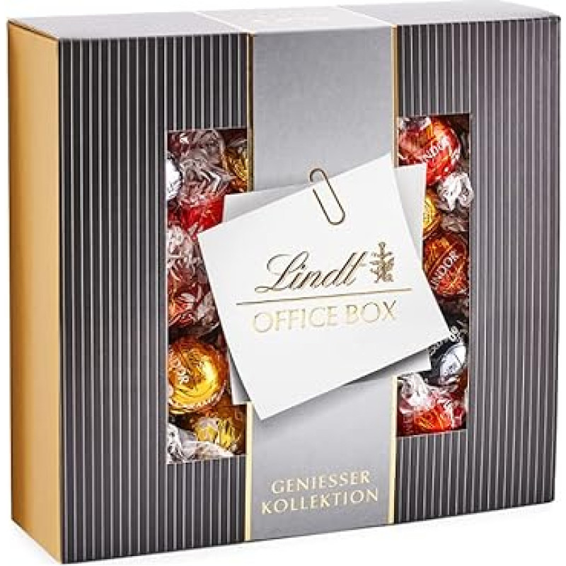 Lindt Chocolate LINDOR Home Office Box | 935 g | Approx. 74 Balls with Soft Melting Filling Varieties: Milk, Dark 60%, White, Hazelnut, Caramel | Chocolate Gift | Bulk Pack