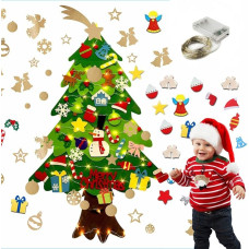 Felt Christmas Tree for Children with Lights and 3D Decorations (132 cm, Pack of 48)