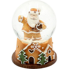 Snow globe Santa Claus on base with gingerbread accents, L/W/H/Ø ball 4.8 x 4.8 x 6.5 cm, diameter 4.5 cm