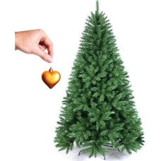 Bakaji Weihnachtsbaum aus goldfarbenem Kiefernholz, umweltfreundlich und feuerfest, mit Kreuzbasis aus Eisen, faltbar, super schöne Äste, mit Haken, Farbe Grün (120 cm)