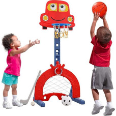 Children's Basketball Stand, Height Adjustable from 124 to 178 cm, Basketball System with Adjustable, Basketball Hoop Football, Football Goal Ball Games, Interactive Learning Toy for Babies, Toddlers