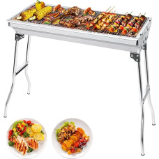 AGM anglių kepsninė Camping Grill Charcoal Folding Grill Portable Barbecue for Camping Garden Picnic Party 73 x 33 x 71 cm, skirta 5-10 žmonių