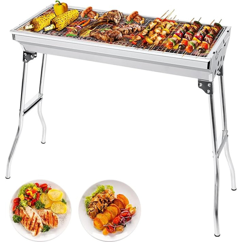 AGM Charcoal Barbecue Camping Grill Charcoal Folding Grill Portable Barbecue for Camping Garden Picnic Party 73 x 33 x 71 cm for 5-10 People