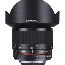 Samyang 14/2,8 Objektiv DSLR Nikon F AE manueller Fokus automatischer Blendenring Fotoobjektivas, Veidrodinis fotoaparatas schwarz