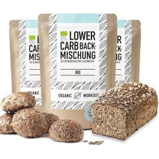 Mažiau angliavandenių turintis duonos kepimo mišinys, 3 x 350 g, ekologiškas, veganiškas, be glitimo, baltyminės duonos alternatyva, be grūdų, be laktozės, Keto Organic Workout