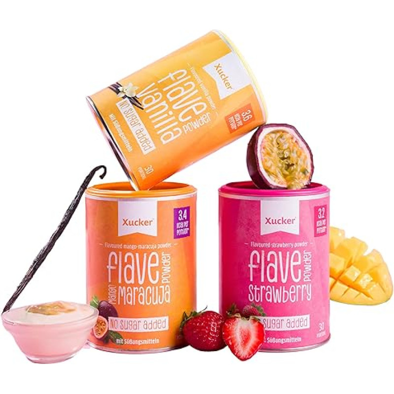 XUCKER Flave Powder (Vanilla, Strawberry & Mango Passion Fruit)