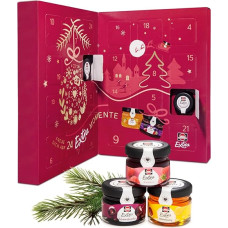 Schwartau Advent Calendar 2024, Christmas Calendar Gift with Mini Jam, Jam, Jelly and Honey, 24 Fruit Spread & Honey Portion Glasses, Tasting Set for Christmas, Advent and Holidays