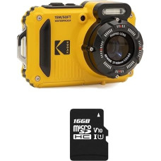 Kodak Pixpro Pack WPZ2 + 1 SD kortelė Kodak - kompaktiškas 16 mln. taškų, atsparus vandeniui iki 15 m, atsparus smūgiams, vaizdo įrašas 720p, 2,7 colių LCD ekranas - ličio jonų baterija - geltonas