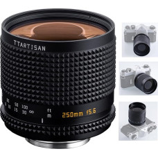 TTArtisan 250 mm F5.6 M42 objektyvas MF pilno formato refrakcinis objektyvas, suderinamas su M42 montavimo fotoaparatais ir kitais šiuolaikiniais fotoaparatais su adapteriu