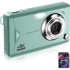 Skaitmeninis fotoaparatas, 1080 FHD fotokamera, 48 MP kompaktiškas fotoaparatas, automatinio fokusavimo 4K skaitmeninis fotoaparatas su 32 GB kortele, nešiojamas 16 kartų skaitmeninis priartinimo fotoaparatas paaugliams, suaugusiesiems, pradedantiesiems, 