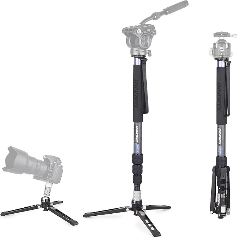 Anglies pluošto vaizdo monopodas INNOREL VM75CK Profesionalus monopodas nuimamas daugiafunkcinis kelionių trikojis DSLR fotoaparatui teleskopui vaizdo kamerai Didžiausia apkrova 10 kg (tik monopodas)