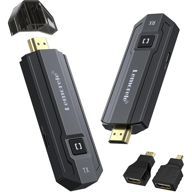 HDMI Wireless Transmitter and Receiver, Lemorele 165FT/50M HDMI Wireless Transmission Supports 8 TXs to 1 RX, 5G HDMI Wireless Transmission for Streaming Neflix/TikTok/YouTube from Laptop, PC to