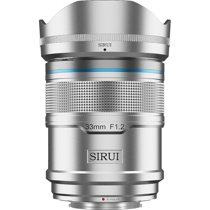 SIRUI Sniper 33 mm automatinio fokusavimo objektyvas F1.2 plataus kampo APS-C fotoaparato objektyvas (X-Mount, sidabrinis)