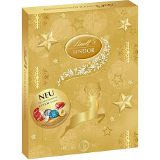 Lindt Schokolade LINDOR Adventskalender 2024 | 290 g | 24 LINDOR Kugeln Weiße, dunkle und Milchschokolade mit zartschmelzender Füllung | Schokolade für die Weihnachtszeit | Schokoladen-Geschenk