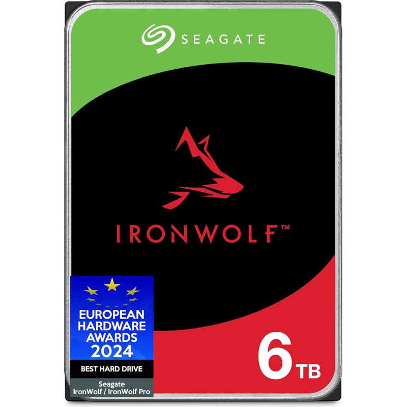 Seagate IronWolf 6 TB Internal Hard Drive NAS HDD, 3.5 Inches, 5400 rpm, 256 MB Cache, SATA 6 Gb/s, Silver, incl. 3-Year Rescue Service, Model No.: ST6000VNZ06